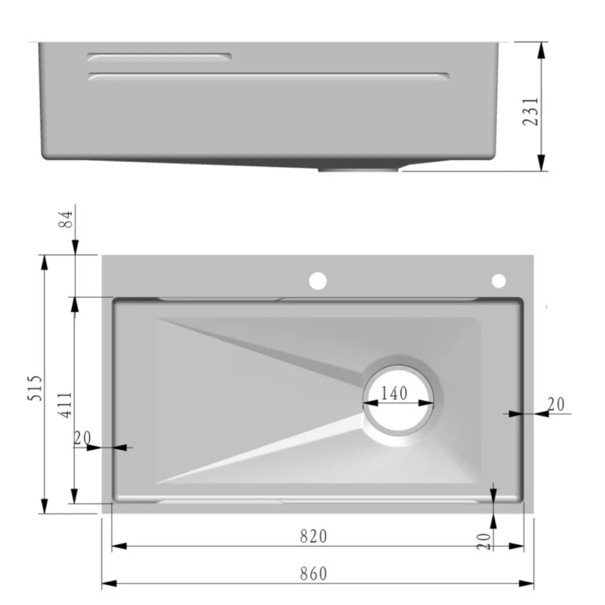 Fidelis FSD-31071NL Embossed Stainless Steel Sink - view 3